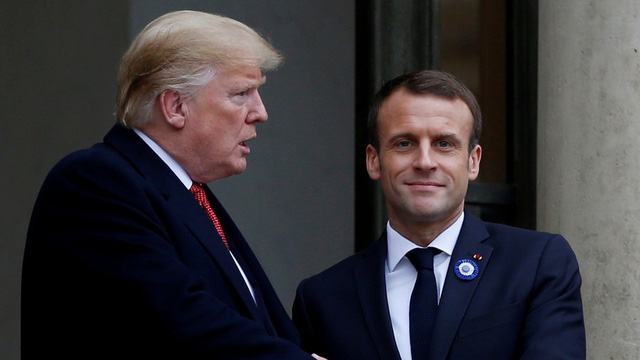 Tổng thống Mỹ Donald Trump v&agrave; Tổng thống Ph&aacute;p Emmanuel Macron (Ảnh: Reuters)