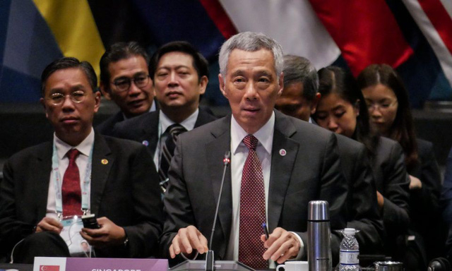 Thủ tướng L&yacute; Hiển Long ph&aacute;t biểu tại hội nghị ASEAN - Mỹ tại Singapore ng&agrave;y 15/11. (Ảnh: AFP)