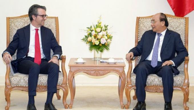 Thủ tướng Nguyễn Xuân Phúc và Đại sứ, Trưởng Phái đoàn Liên minh châu Âu (EU) tại Việt Nam, ông Pier Giorgio Aliberth