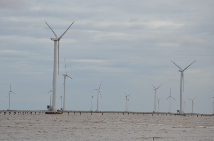 Nhà máy điện gió Bạc Liêu ở tỉnh Bạc Liêu. Ảnh: Ngô Đức Hành