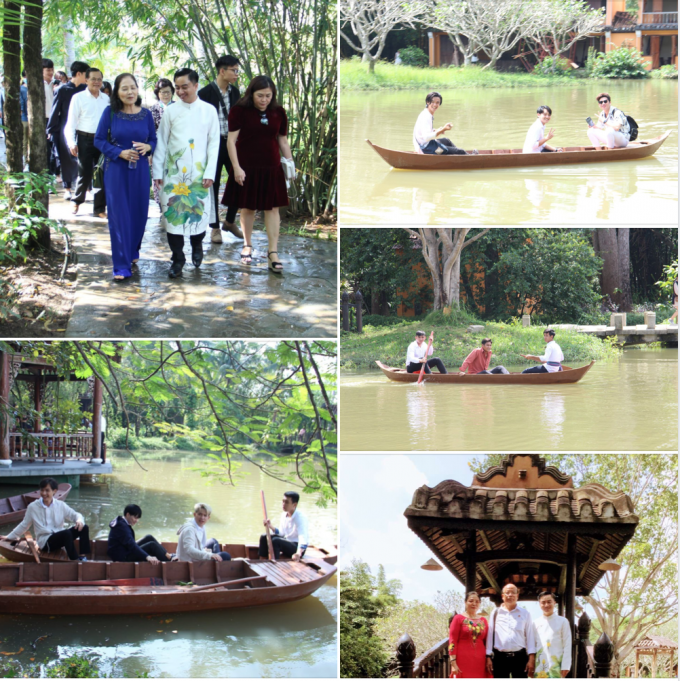 Thanh niên 03 nước và các quan khách cùng khám phá vẻ đẹp của không gian văn hóa Việt sang trọng đậm chất thiên nhiênHÌNH , sâu lắng truyền thống được tôn tạo từ bốn bề sông nước trong khuôn viên Bảo tàng Áo Dài Việt Nam