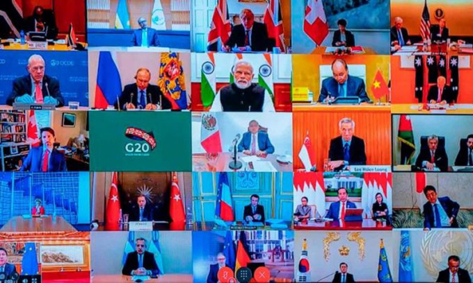 Một Hội nghị thượng đỉnh trực tuyến của nhóm G20.