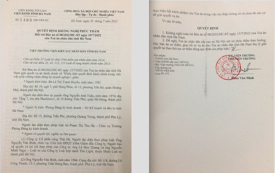 Kháng nghị của Viện kiểm sát nhân dân tỉnh Hà Nam đối với bản án của TAND tỉnh Hà Nam.
