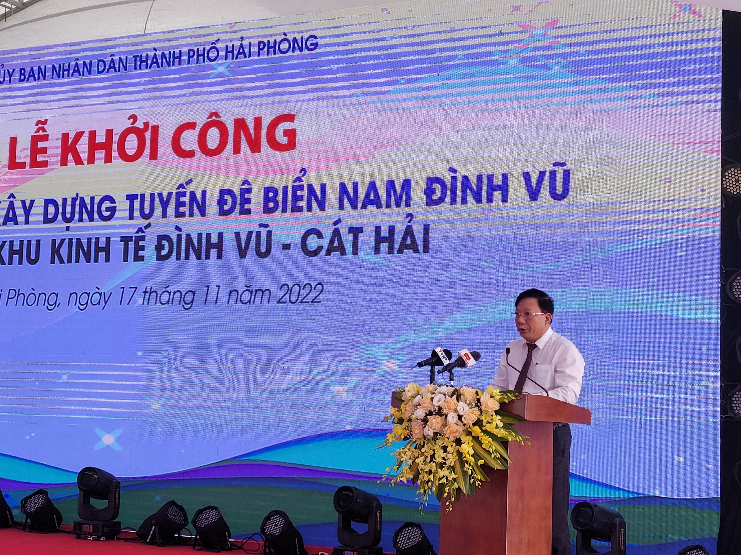 Ông Nguyễn Đức Thọ, Phó Chủ tịch UBND TP phát biểu tại lễ khởi công.