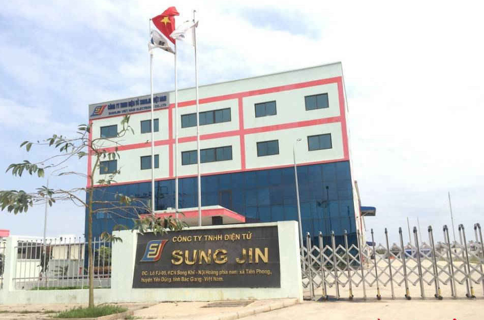 Công ty TNHH Điện tử Sungjin Việt Nam, địa chỉ tại Khu công nghiệp Song Khê - Nội Hoàng, huyện Yên Dũng, tỉnh Bắc Giang. Ảnh Báo Tài nguyên và Môi trường