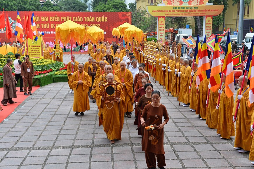 Đại hội đại biểu Phật giáo toàn quốc sẽ tiến hành tổng kết, đánh giá thành tựu Phật sự nhiệm kỳ VIII (2017-2022), hoạch định phương hướng hoạt động Phật sự, nhiệm vụ chiến lược phát triển Giáo hội trong 5 năm tiếp theo của nhiệm kỳ IX (2022-2027). (Ảnh: Minh Đức/TTXVN)