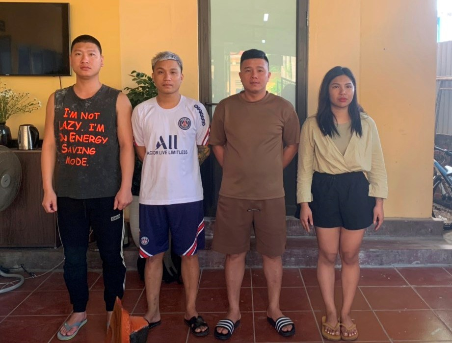 Các đối tượng trong ổ nhóm mua bán người bị Công an quận Đồ Sơn bắt giữ (Vĩ, Khải, Huỳnh, Hoàn)
