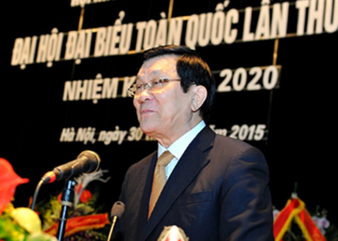Chủ tịch nước Trương Tấn Sang ph&aacute;t biểu tại Đại hội. Ảnh: Dangcongsan.vn