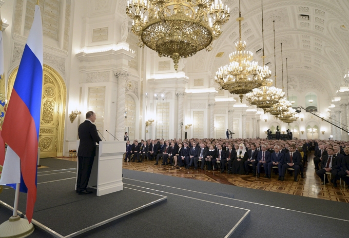 To&agrave;n cảnh Th&ocirc;ng điệp li&ecirc;n bang của Tổng thống Putin (Ảnh Ria Novosti)