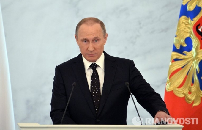 Tổng thống Putin: Nga sẽ kh&ocirc;ng đ&aacute;p trả bằng vũ lực,nhưng sẽ kh&ocirc;ng qu&ecirc;n những g&igrave; đ&atilde; xảy ra (Ảnh Ria Novosti)