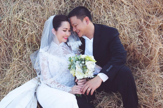 Kim Hiền trong bộ ảnh cưới với người chồng thứ 2 l&agrave; doanh nh&acirc;n Andy. Ảnh: internet.