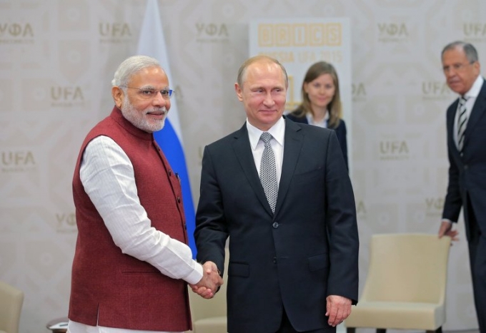 Thủ tướng Ấn Độ&nbsp;Narendra Modi v&agrave; Tổng thống Nga Vladimir Putin. (Ảnh: Ria Novosti)