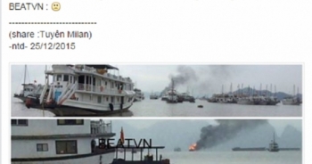 Nóng: Tàu du lịch bốc cháy dữ dội giữa Vịnh Hạ Long