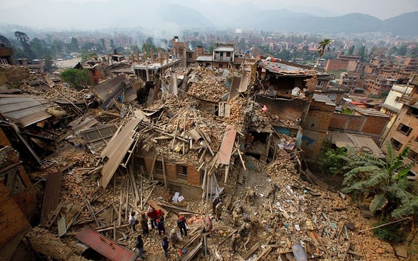 Hiện trường vụ động đất tại Nepal. (Ảnh:Times of India)