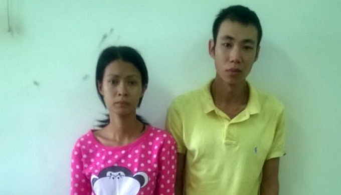 Hai vợ chồng Chung Lương Ho&agrave;ng Mi (28 tuổi) v&agrave; Trần Huy H&agrave;o (27 tuổi). Ảnh C.A