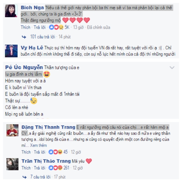 B&igrave;nh luận của kh&aacute;n giả tại Facebook của Nữ ca sĩ Thủy Ti&ecirc;n (Ảnh: nguồn Facebook).