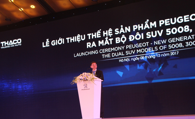 &Ocirc;ng Trần B&aacute; Dương - Chủ tịch THACO&nbsp; ph&aacute;t biểu trong buổi lễ ra mắt 2 mẫu xe Peugeot mới.