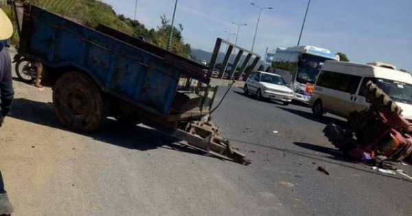 Lâm Đồng: Tài xế máy cày bị ôtô tông trọng thương trên đường cao tốc