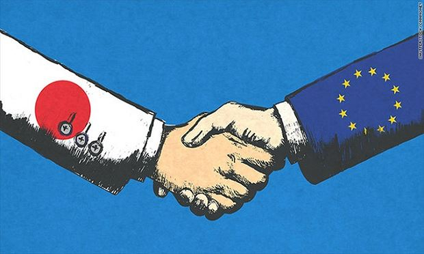 Nhật Bản v&agrave; EU vừa ho&agrave;n th&agrave;nh thỏa thuận tự do thương mại lớn nhất thế giới. (Ảnh: CNN)