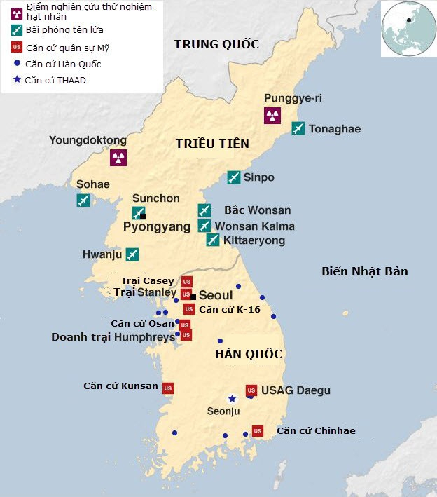Đồ họa c&aacute;c lực lượng qu&acirc;n sự tr&ecirc;n b&aacute;n đảo Triều Ti&ecirc;n (Đồ họa: BBC)