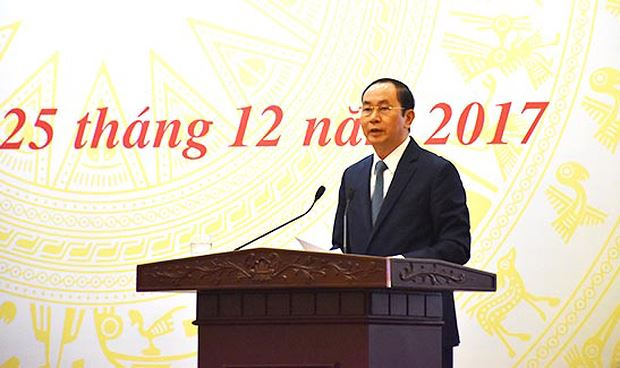 Chủ tịch nước Trần Đại Quang ph&aacute;t biểu chỉ đạo Hội nghị.