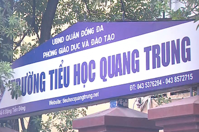 Trường Tiểu học Quang Trung, nơi gi&aacute;o vi&ecirc;n bị tố cho học sinh t&aacute;t bạn.