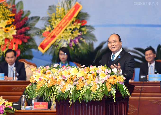 Thủ tướng Nguyễn Xu&acirc;n Ph&uacute;c ph&aacute;t biểu chỉ đạo tại Đại hội.