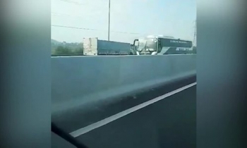 Phẫn nộ với xe tải chạy ngược chiều trên cao tốc Hà Nội - Hải Phòng
