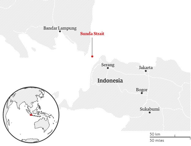 Bản đồ vị tr&iacute; eo biển Sunda. (Ảnh: Guardian)