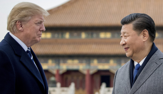L&atilde;nh đạo Mỹ - Trung gặp nhau trong chuyến thăm Bắc Kinh của Tổng thống Trump th&aacute;ng 11/2017 (Ảnh: AP)