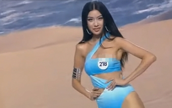 Thúy Vân gặp sự cố lộ vòng 1 tại bán kết Hoa hậu Hoàn vũ Việt Nam