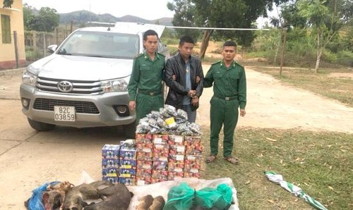 Bắt quả tang nam thanh niên vận chuyển pháo lậu và thú rừng ở Kon Tum