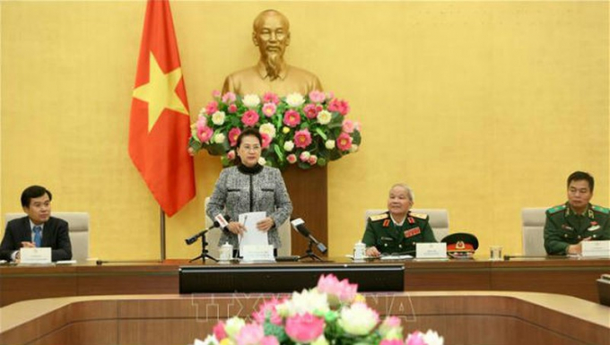 Chủ tịch Quốc hội Nguyễn Thị Kim Ngân phát biểu chào mừng và biểu dương các cựu chiến binh