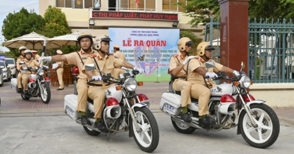Công an Bình Thuận ra quân bảo đảm an toàn giao thông trên địa bàn