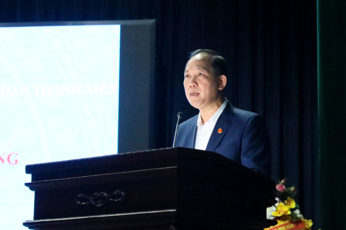 Chủ tịch Công đoàn UBDT Nguyễn Quang Hải phát biểu khai mạc Ngày hội.