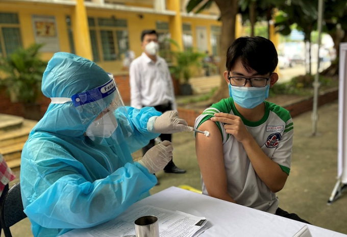 Một điểm tiêm vaccine phòng Covid-19 tại huyện Củ Chi.