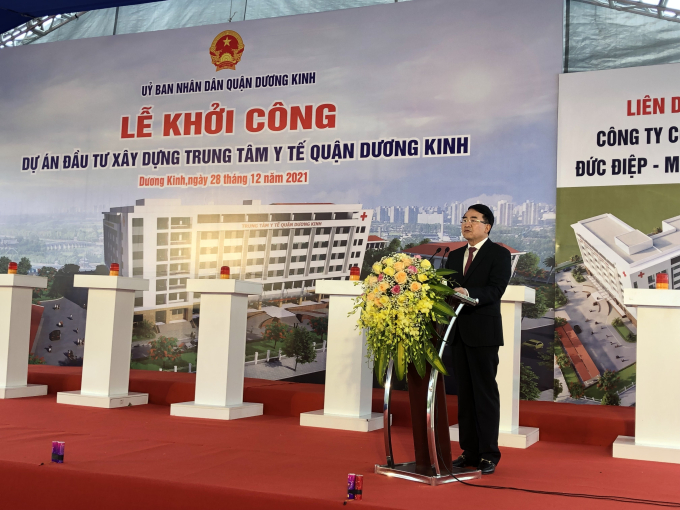 Phó chủ tịch UBND TP Hải Phòng Lê Khắc Nam phát biểu chỉ đạo tại Lễ khởi công.
