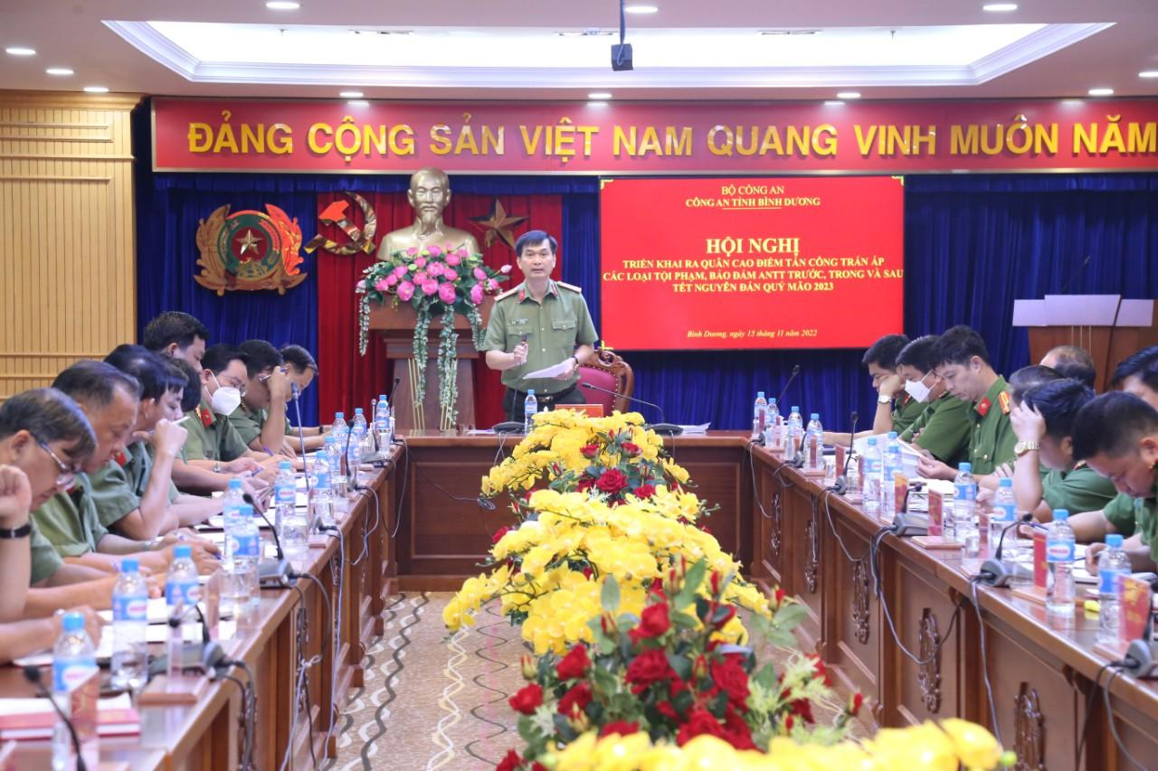 Đại tá Trịnh Ngọc Quyên - GĐ Công an tỉnh Bình Dương đề nghị Công an các đơn vị địa phương chủ động nắm chắc tình hình, diễn biến hoạt động, phương thức thủ đoạn mới của loại tội phạm.
