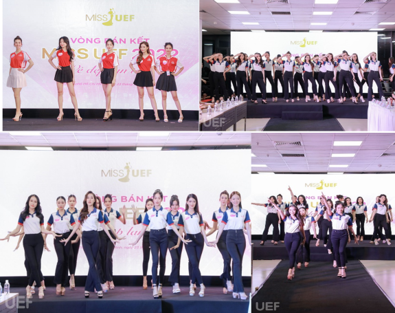 Phần thi đồng diễn sôi động của 40 thí sinh tại vòng Bán kết Miss UEF 2022