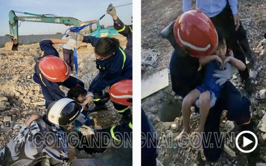 Lực lượng cứu nạn cứu hộ tiến hành giải cứu nạn nhân (hình ảnh cắt từ Clip).