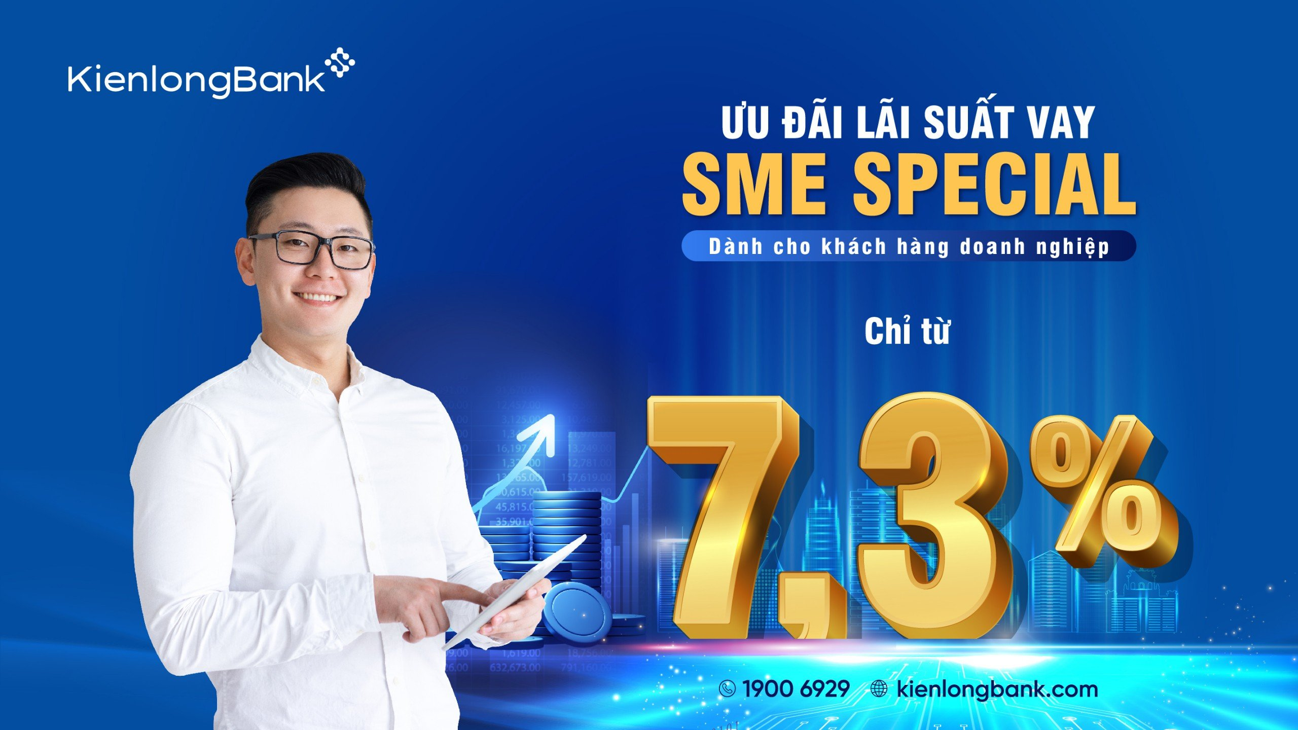 KienlongBank dành riêng mức lãi suất ưu đãi chỉ từ 7,3%/năm cho các doanh nghiệp  SME vay bổ sung vốn lưu động trong ngắn hạn