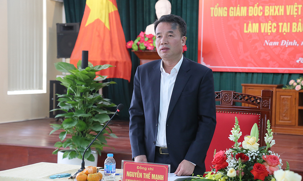 Tổng Giám đốc BHXH Việt Nam Nguyễn Thế Mạnh phát biểu chỉ đạo. (Ảnh: Tạp chí Bảo hiểm xã hội)